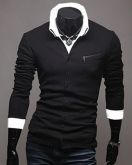 Fashionable Slim Zipper Decoration Long Sleeves Men T-Shirts